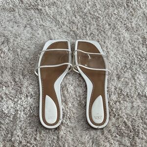 Zara White and Tan Women's Sandals